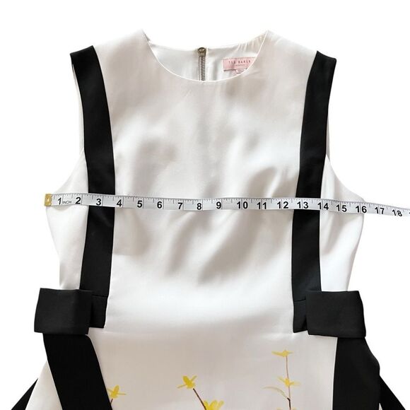 Ted Baker Marzy Elegance White Floral Bow Detail Sleeveless A-Line Dress - Picture 7 of 10